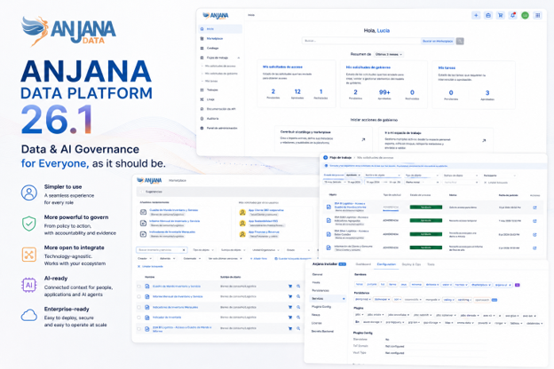 Anjana Data Platform 26.1: una nueva experiencia de Gobierno de Datos e IA de principio a fin